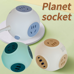 Planet Socket การชาร์จอย่างรวดเร็วปลั๊กทรงกลม USB ซ็อกเก็ตเดสก์ท็อปมัลติฟังก์ชั่น